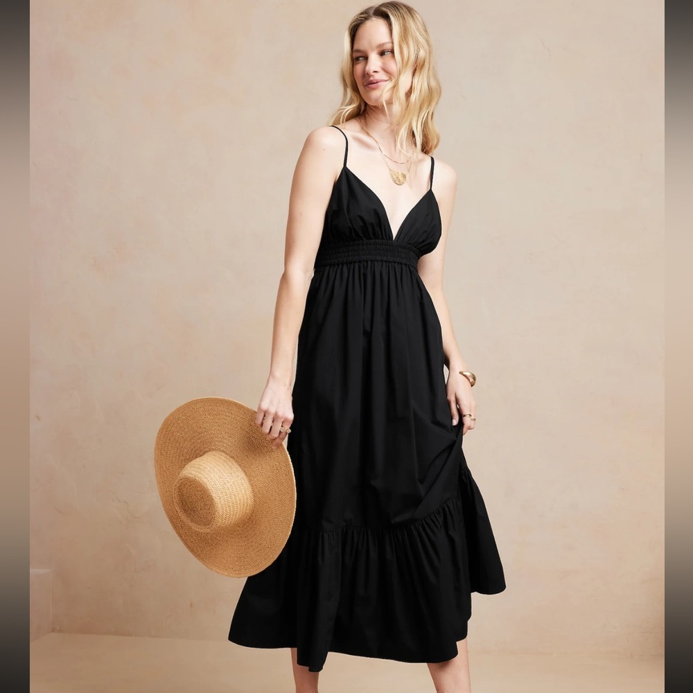 Banana Republic Black Poplin Maxi Dress